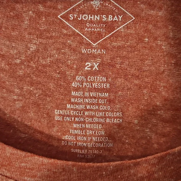 St. John's Bay 2X Heart Print Pink Heather Scoop Neck Tee EUC - Picture 2 of 4